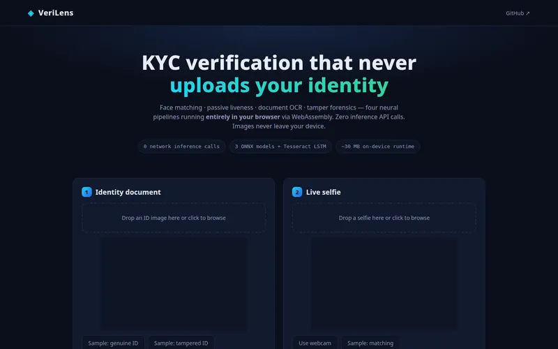 VeriLens — screenshot of the live product